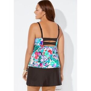 $159 NWT Swimsuits For All Faux Flyaway Underwire Tankini Top Sold Out Size 16